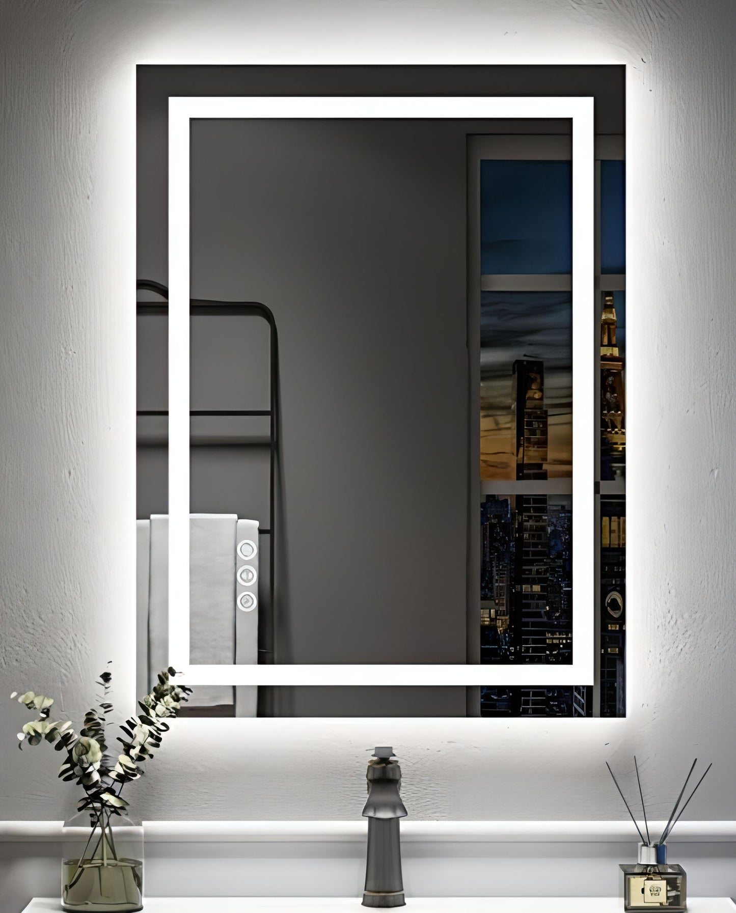 PuraSuite Rectangular Frameless Wall Bathroom Vanity Mirror