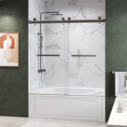 BathOasis Bathtub Frameless Double Sliding Shower Door