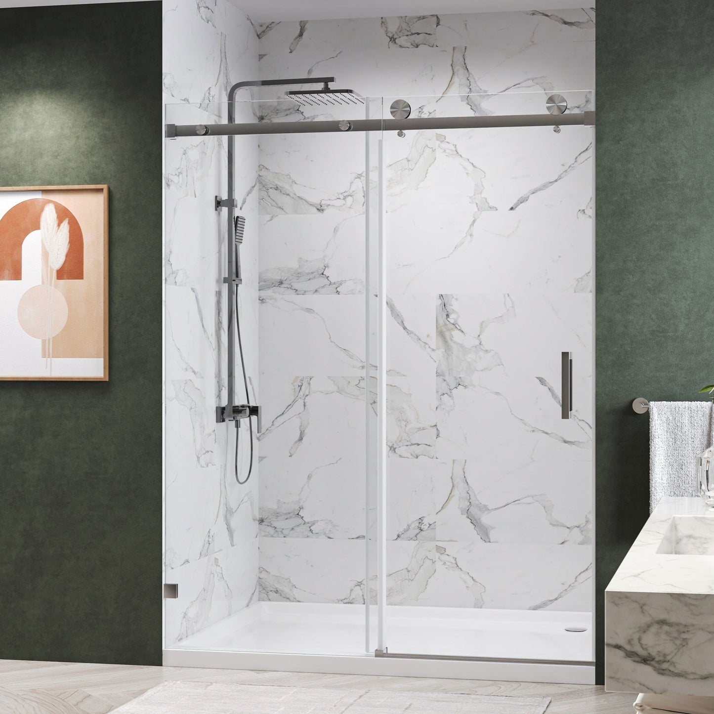 BathOasis Frameless Single Sliding Shower Door