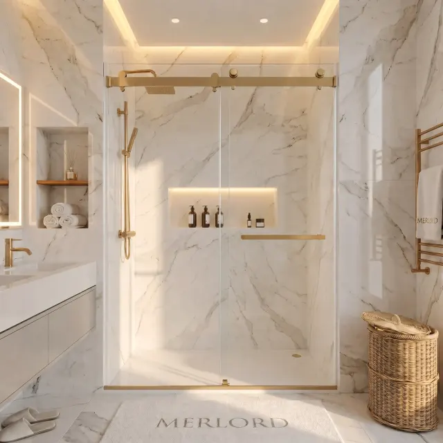 Soft-Closing Double Sliding Frameless Shower Door with One Finger Pull - MD-DS13H